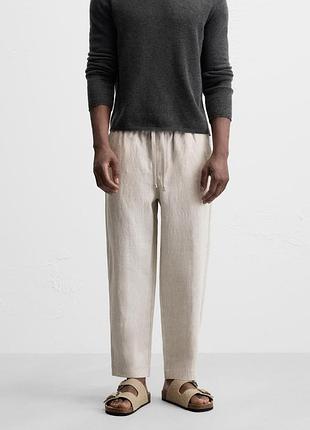Свободные брюки из льна zara