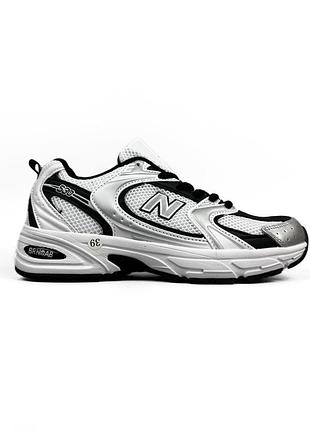 Кросівки жіночі new balance 530 37–41 текстильні сріблясто-білі