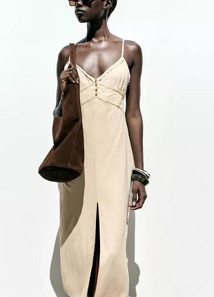 Сукня льняна zara бежева