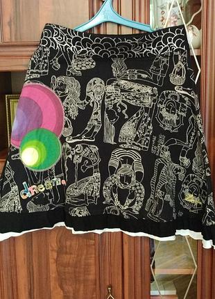 Яскрава жіноча спідниця відомого іспанського бренду дисігуаль розмір м, натуральна бавовна.