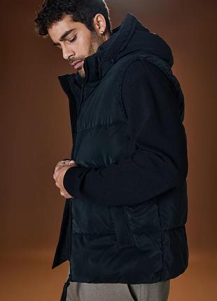 Жилетка чоловіча жилет чорний з капюшоном