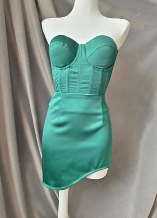 Платье с корсетом ( изумрудный )