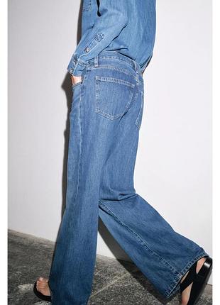 Джинси жіночі широкі прямі низька посадка сині zara xs