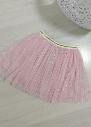 Юбка фатиновая короткая на резинке в полоску для девочки