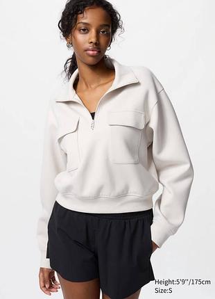 Женская укороченная толстовка uniqlo с полумолнией