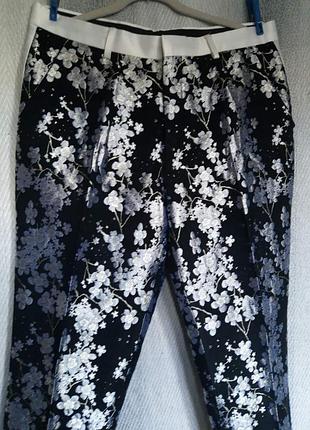 Cвяточные атласные брюки с лампасами w32l34. штаны вышиты в китайском стиле жаккард концертные