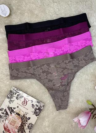 Набір трусики стрінги victoria's secret мереживні з тонким поясом  оригінал вікторія сікрет