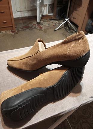 Новые натуральная замша-кожа туфли лоферы с квадратным носиком кэмел camel paul green ничевинка