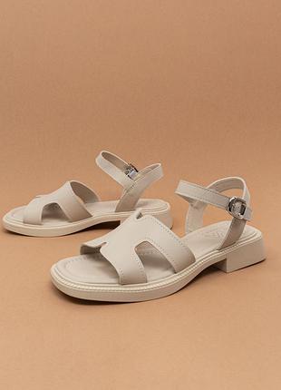 Летние кожаные женские босоножки сандалии бежевые 40 женккие босоножки кожа iva