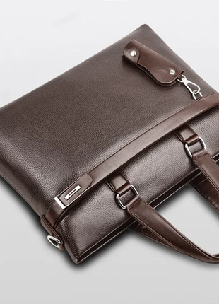 Мужская кожаная коричневая деловая офисная сумка для документов мужской чоловічий портфель5 фото