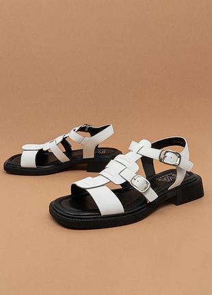 Летние кожаные женские босоножки сандалии белые 36-40 женккиэ босоножки кожа iva