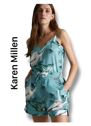 Пижама шорты и топ karen millen в цветочный животный принт бирюзового цвета