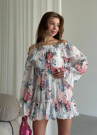 Шифоновий комбінезон з квітковим принтом