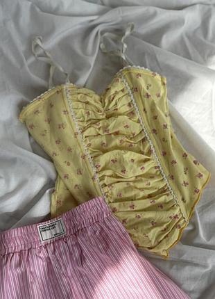 Винтажный милый корсет цветочный топик корсетный топ корсаж винтаж ретро y2k lolita