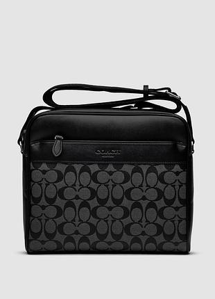 Сумка чоловіча  coach charles camera crossbody messenger bag signature black