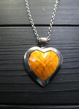 Кулон сердце на цепочке бижутерия