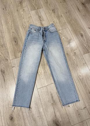 Блакитні джинси zara мом фіт 34 р mango hm massimo dutti ivina штани бойфренди