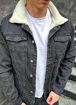 Мужская джинсовая куртка теплая