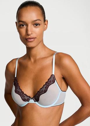 Шикарний комплект victoria’s secret tease unlined demi bra 38c та трусики mesh lace-trim thong l