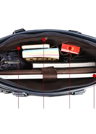 Мужская кожаная коричневая деловая офисная сумка для документов мужской чоловічий портфель6 фото