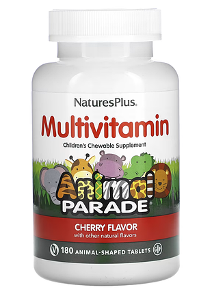 Naturesplus,source of life, animal parade, жевательные мультивитамины для детей со вкусом вишни 180 шт