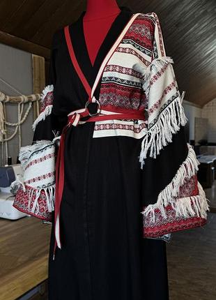 Льняне кімоно максі one size s - l simmishop.handmade2 фото