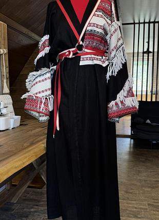 Льняне кімоно максі one size s - l simmishop.handmade5 фото