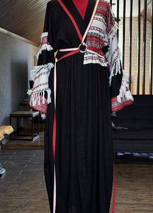 Льняне кімоно максі one size s - l simmishop.handmade7 фото