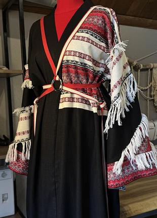 Льняне кімоно максі one size s - l simmishop.handmade8 фото