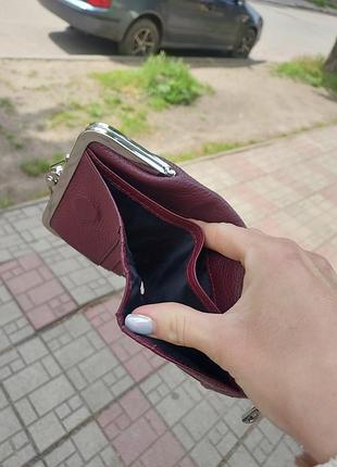 Кошелек женский lvan бордовый кожаный