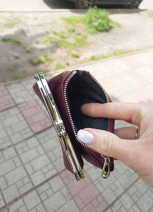 Кошелек женский lvan бордовый кожаный