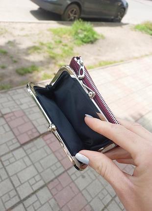 Кошелек женский lvan бордовый кожаный