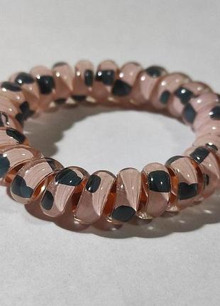 Резинка спираль толстая розовая с пятнистым рисунком 5,5 см