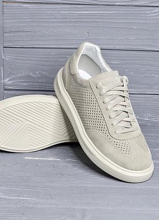 Натуральная замша! летние женские бежевые замшевые кеды слипоны кроссовки мокасины!