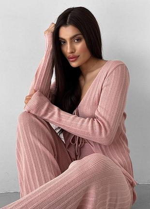 Рожевий літній костюм з преміальної пряжі5 фото