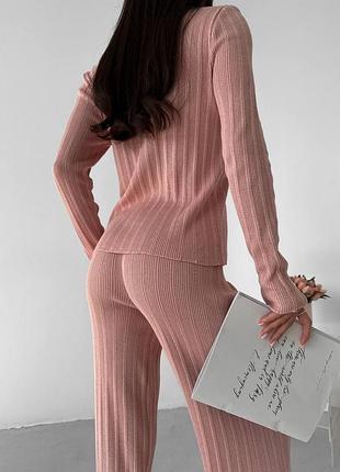 Рожевий літній костюм з преміальної пряжі3 фото