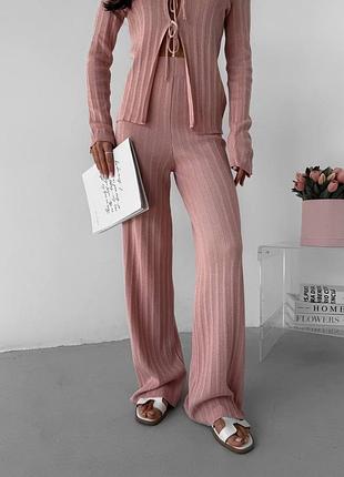 Рожевий літній костюм з преміальної пряжі7 фото