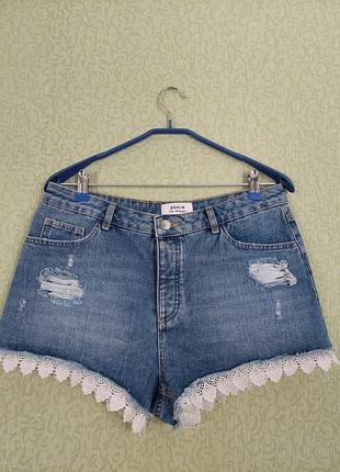 Джинсовые шорты короткие с прошвой miss selfridge