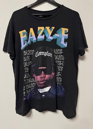 Футболка мужская темно серая bershka легкая eazy-e, размер s m l