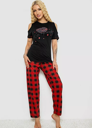 Пижама женская с принтом, цвет черно-красный, 243r2038-e