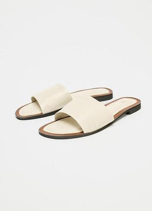 Мягкие кожаные шлепанцы zara