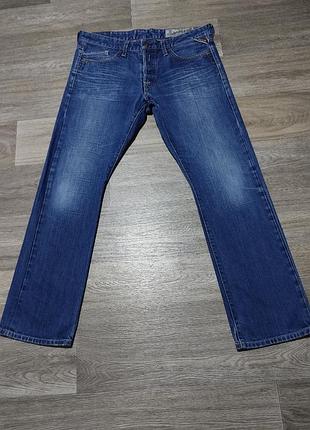 Мужские джинсы replay blue jeans размер l 34/32 синий