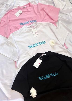 Трендовая оверсайз футболка с вышивкой tralalero tralala 🦈, тикток итальянские животные