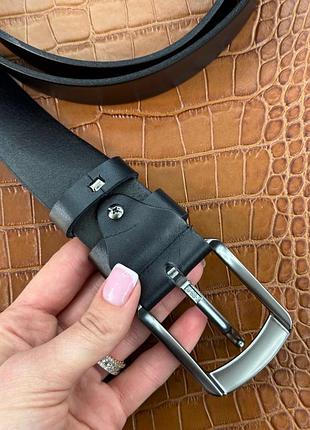 Ремінь чоловічій з натуральної шкіри, чорний3 фото