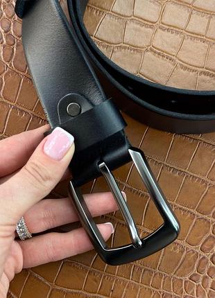 Ремінь чоловічій з натуральної шкіри, чорний2 фото