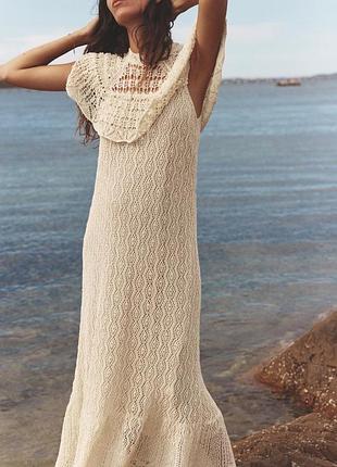 Довга ажурна трикотажна сукня zara