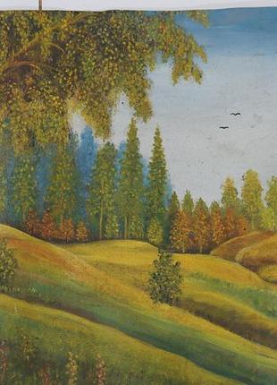 Картина летний пейзаж. лес поле. масло холст 79 х 53 см no259