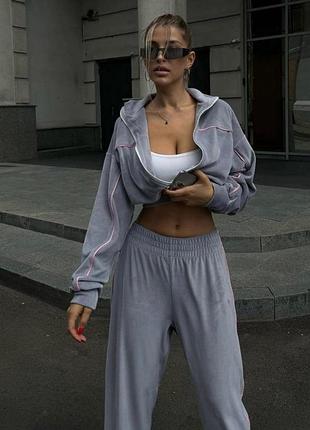 Женский спортивный костюм велюр штаны клеш