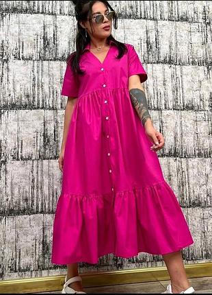 Плаття міді сарафан з коротким рукавом з оборками яскраве норма батал xs s m l xl xxl xxxl xxxxl