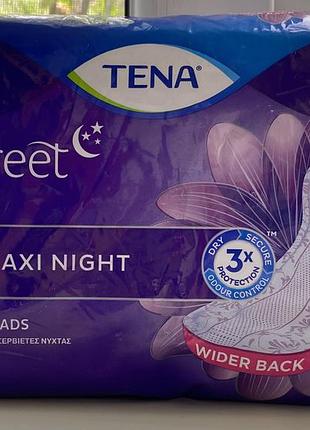 Прокладки, tena, maxi night, 12шт, 6 крапель